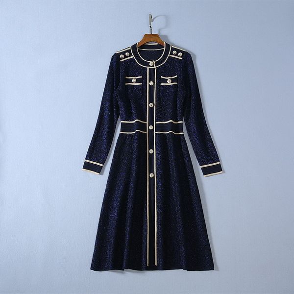 european and american women's clothing 2019 winter new style fashion bright silk knitting long-sleeved button dress, Black;gray
european and american women's clothing 2019 winter new style fashion bright silk knitting long-sleeved button dress, Black;gray