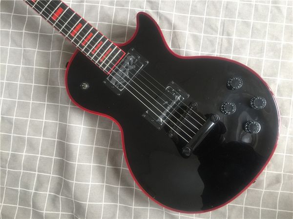 factory custom black electric guitar with black hardware,rosewood fretboard red binding offer customized
factory custom black electric guitar with black hardware,rosewood fretboard red binding offer customized