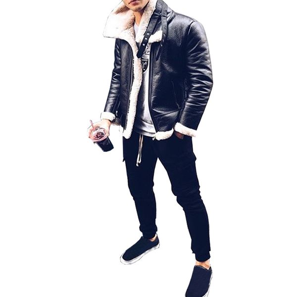 fashion men's leather jacket autumn winter new mens plus velvet lining warm pu coat male solid color zipper cardigan outwear top, Black
fashion men's leather jacket autumn winter new mens plus velvet lining warm pu coat male solid color zipper cardigan outwear top, Black