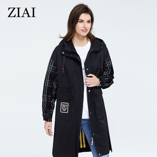 spring women long black hooded big pocket trench coat with sleeve stitching plaid neckline drawstring female jacket for outwear, Tan;black
spring women long black hooded big pocket trench coat with sleeve stitching plaid neckline drawstring female jacket for outwear, Tan;black
