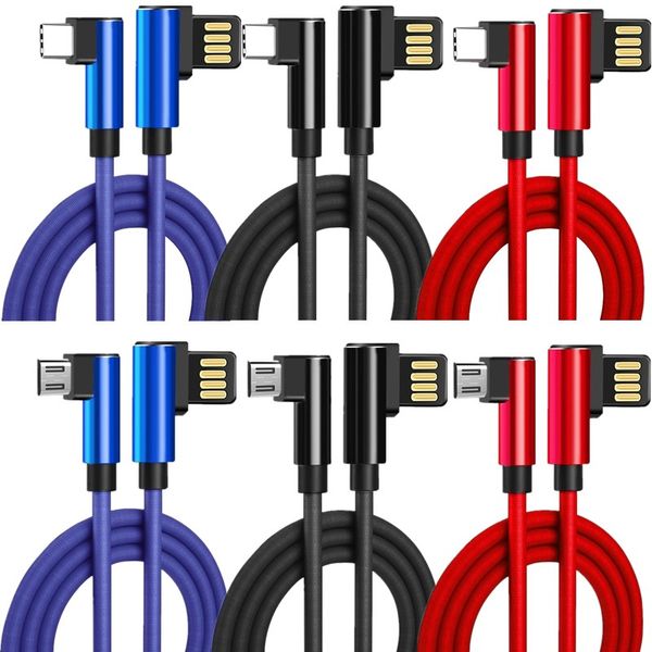 

90 градусов Тип с USB C Micro USB-кабель 1м 2м 3м Плетеный Нейлон Кабели для Samsung s8 s9 s10 приме