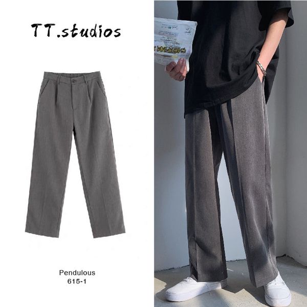 men's pants korean style straight casual fashion solid color business suit men streetwear loose dress mens trousers, Black
men's pants korean style straight casual fashion solid color business suit men streetwear loose dress mens trousers, Black