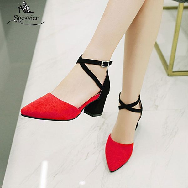 sgesvier spring brand women shoes pumps thick heel pointed toe lady shoes ankle strap buckle black red pink yellow ox247
sgesvier spring brand women shoes pumps thick heel pointed toe lady shoes ankle strap buckle black red pink yellow ox247
