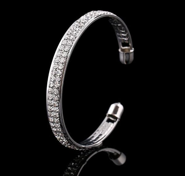 2 row open charm bracelets women crystal rhinestone cuff gold silver bangle bracelets wedding party charms jewelry, White
2 row open charm bracelets women crystal rhinestone cuff gold silver bangle bracelets wedding party charms jewelry, White