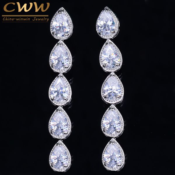 cwwzircons gorgeous trendy silver color long cubic zirconia dangling water drop earrings for women evening party jewelry cz170, Golden 
cwwzircons gorgeous trendy silver color long cubic zirconia dangling water drop earrings for women evening party jewelry cz170, Golden