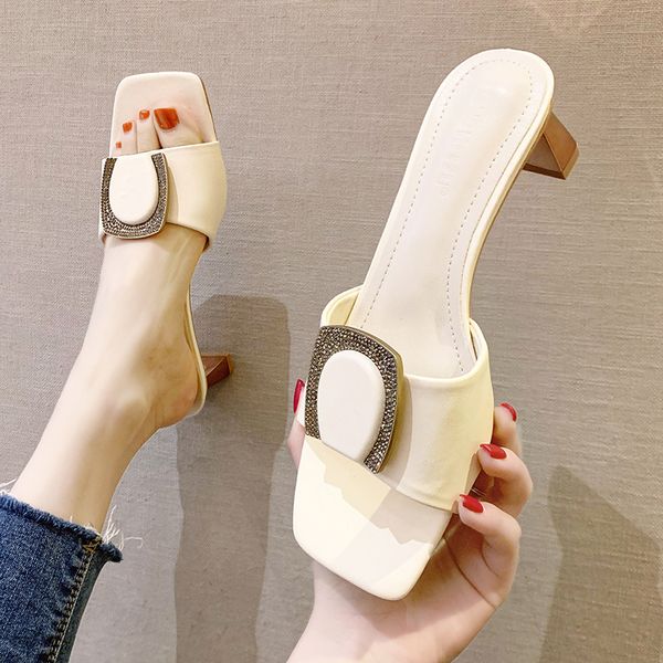 shoes woman's slippers women heels med slides fashion square heel 2020 summer high block soft rubber pu hoof shoes med, Black
shoes woman's slippers women heels med slides fashion square heel 2020 summer high block soft rubber pu hoof shoes med, Black
