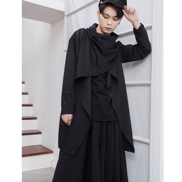 single windbreaker men's long section korean version of the handsome tide youth summer thin cardigan irregular coat jacket, Black
single windbreaker men's long section korean version of the handsome tide youth summer thin cardigan irregular coat jacket, Black