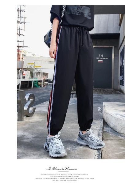 a273-summer trendy one button skinny pants wide leg pants, Black
