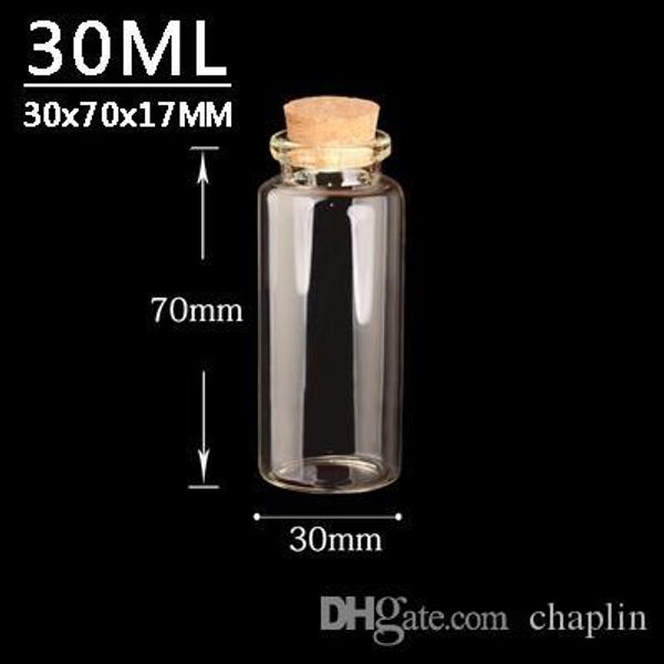 30ml 30x70x17mm glass bottles with corks for wedding holiday decoration christmas gifts empty transparent jars cork 
30ml 30x70x17mm glass bottles with corks for wedding holiday decoration christmas gifts empty transparent jars cork