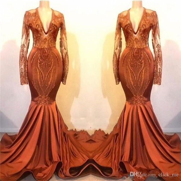 2k19 mermaid prom dresses deep v neck lace appliques long sleeves mermaid evening gowns satin piping sweep train formal party dress, Black
2k19 mermaid prom dresses deep v neck lace appliques long sleeves mermaid evening gowns satin piping sweep train formal party dress, Black