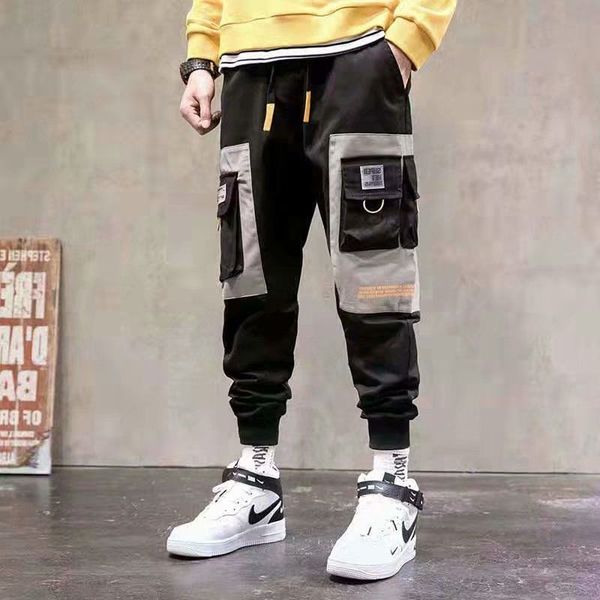 men's pants men streetwear carog hip hop baggy joggers korean style patchwork pocket sweat black track for male
men's pants men streetwear carog hip hop baggy joggers korean style patchwork pocket sweat black track for male