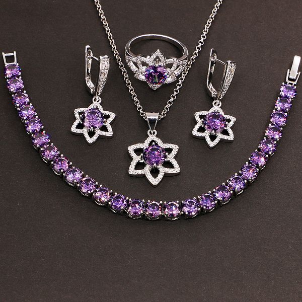 gzjy women 925 sterling silver jewelry sets purple star shape wedding ring earrings necklace pendant bracelet sets for christmas
gzjy women 925 sterling silver jewelry sets purple star shape wedding ring earrings necklace pendant bracelet sets for christmas