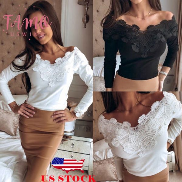 lace chic womens casual long sleeve solid color slim fit v neck solid skinny pullover jumper t shirt new, White
lace chic womens casual long sleeve solid color slim fit v neck solid skinny pullover jumper t shirt new, White