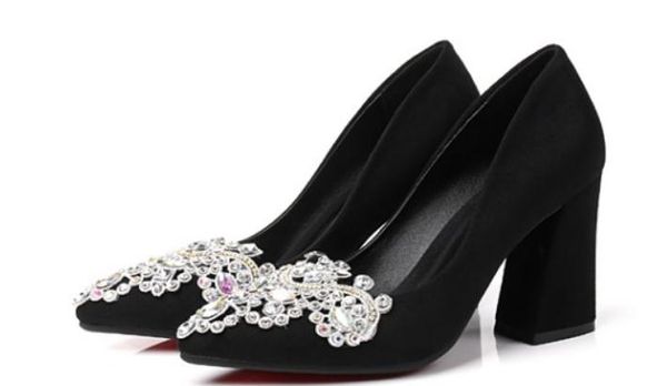 2019 women's shoes in spring and autumn with new style high heel coarse heel pointed end water drill suede shoes heel 6.5cm ,8.5cm#189, Black
2019 women's shoes in spring and autumn with new style high heel coarse heel pointed end water drill suede shoes heel 6.5cm ,8.5cm#189, Black