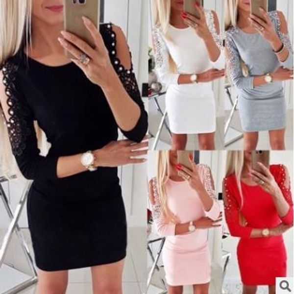 pearl dress long sleeve winter women dresses casual o neck bodycon pencil dresses, Black;gray
pearl dress long sleeve winter women dresses casual o neck bodycon pencil dresses, Black;gray