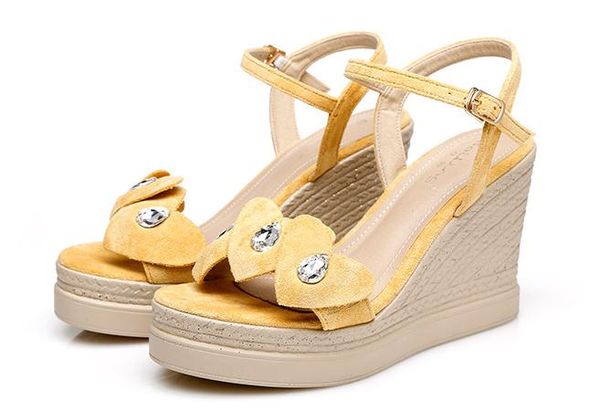 2019 women's sandals in summer with new style slope heel high heel thick bottom waterproof table suede @47, Black
2019 women's sandals in summer with new style slope heel high heel thick bottom waterproof table suede @47, Black