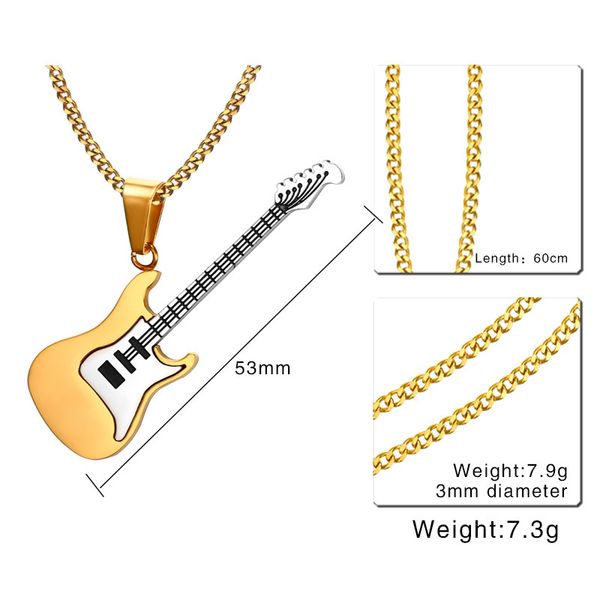 stainless steel gold color guitar rock shape men's chain pendant necklace simple hip-hop punk party style fashion jewelry gift, Silver
stainless steel gold color guitar rock shape men's chain pendant necklace simple hip-hop punk party style fashion jewelry gift, Silver