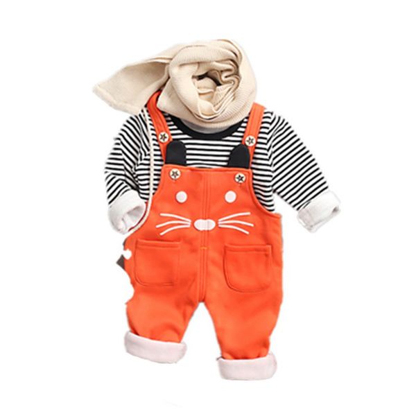autumn baby girls boys set long sleeve striped printed thicken blouse cartoon suspenders pants casual outfits set, White
autumn baby girls boys set long sleeve striped printed thicken blouse cartoon suspenders pants casual outfits set, White