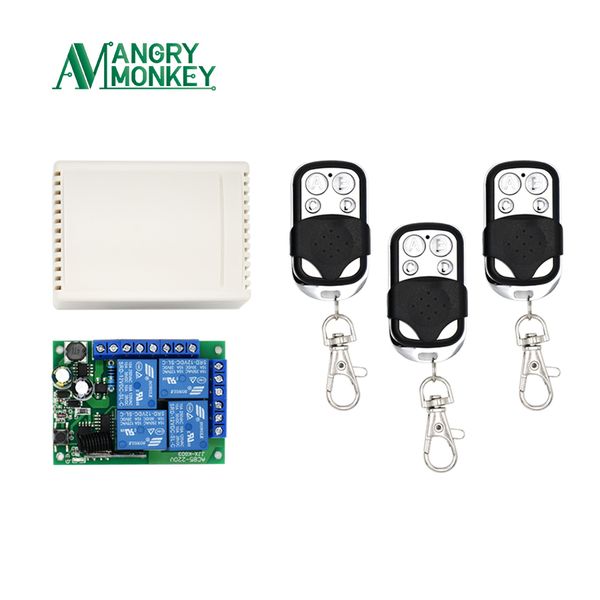 angry monkey 433mhz remote control wireless switch ac 85v ~ 250v 220v 4 cchann relay receiver module and 433 mhz controls
angry monkey 433mhz remote control wireless switch ac 85v ~ 250v 220v 4 cchann relay receiver module and 433 mhz controls
