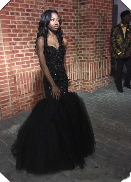 Sparkly Sequins Black Girls Mermaid African Prom Dresses 2018 Sweetheart Beaded Formal Dress Sexy Fitted Pageant Gowns Custom Made
Sparkly Sequins Black Girls Mermaid African Prom Dresses 2018 Sweetheart Beaded Formal Dress Sexy Fitted Pageant Gowns Custom Made