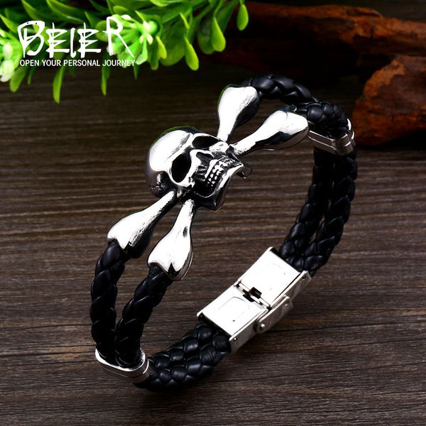 beier 316l stainless steel punk skull cowhide bracelet marine captain rock jewelry llbc-l051, Black
beier 316l stainless steel punk skull cowhide bracelet marine captain rock jewelry llbc-l051, Black