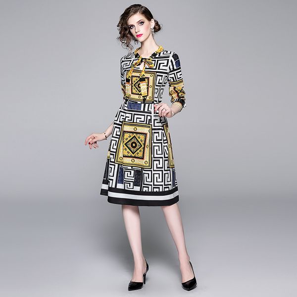 quality luxury baroque print bow shirt dress plus size women spring autumn winter elegant party prom ladies long sleeve runway dresses, Black;gray
quality luxury baroque print bow shirt dress plus size women spring autumn winter elegant party prom ladies long sleeve runway dresses, Black;gray