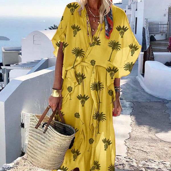 bellflower print bohemian maxi dresses women summer v neck short sleeved loose dress plus size 5xl vestidos, Black;gray
bellflower print bohemian maxi dresses women summer v neck short sleeved loose dress plus size 5xl vestidos, Black;gray