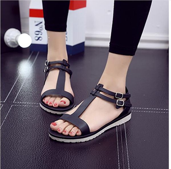 new jelly flat roman sandals female plastic peep-toe t with joker breathable for women's shoes, Black
new jelly flat roman sandals female plastic peep-toe t with joker breathable for women's shoes, Black