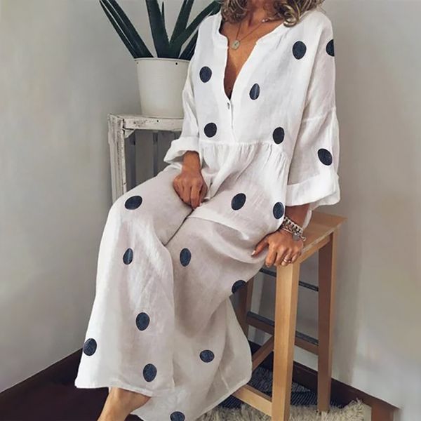 monerffi polka dot print women dress summer loose bohemian maxi dress v neck casual beach sundress vintage vestidos plus size, Black;gray
monerffi polka dot print women dress summer loose bohemian maxi dress v neck casual beach sundress vintage vestidos plus size, Black;gray