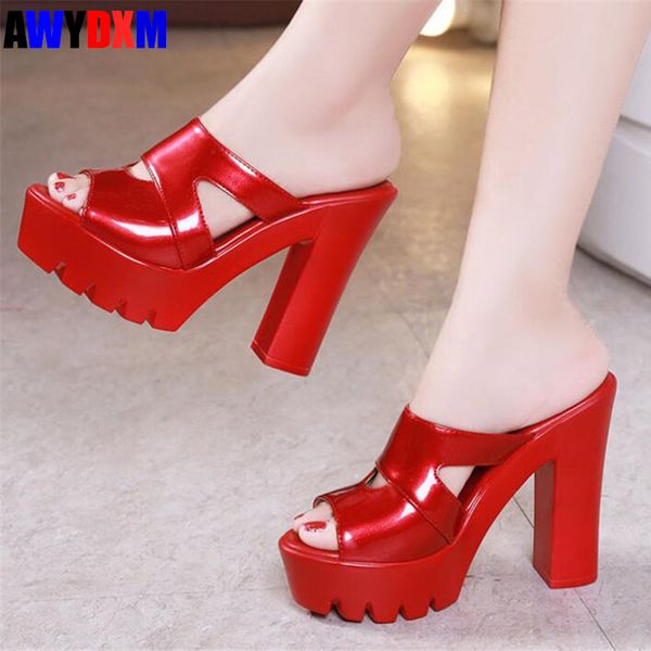 new women's slippers summer women open toe shoes patent leather square-heel sandals ladies dress party high heels female slides, Black
new women's slippers summer women open toe shoes patent leather square-heel sandals ladies dress party high heels female slides, Black