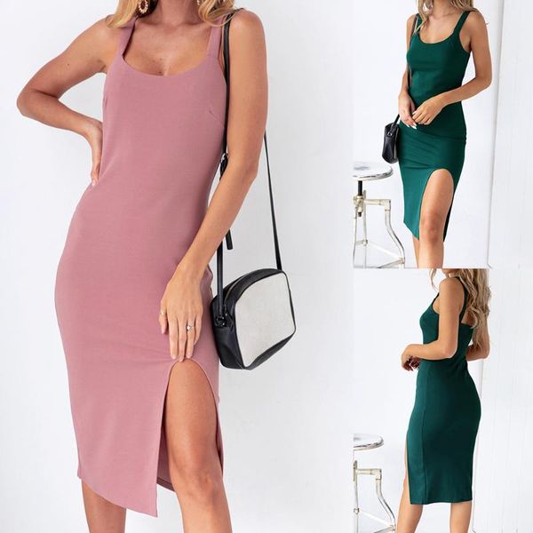 2020 new summer fashion square collar sleeveless slim women midi dress spaghetti strap package hip slit low-cut solid dress, Black;gray
2020 new summer fashion square collar sleeveless slim women midi dress spaghetti strap package hip slit low-cut solid dress, Black;gray