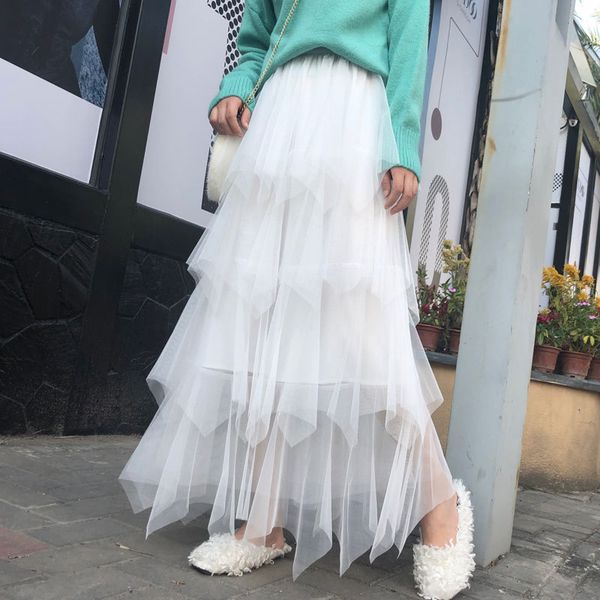 women irregular tulle skirts fashion elastic high waist mesh tutu skirt pleated long skirts midi skirt saias faldas jupe femmle, Black
women irregular tulle skirts fashion elastic high waist mesh tutu skirt pleated long skirts midi skirt saias faldas jupe femmle, Black