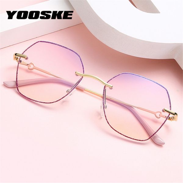 yooske 2020 anti blue light glasses women polygonal rimless eyeglasses frames clear pink crystal glitter optical frame oversized, Black
yooske 2020 anti blue light glasses women polygonal rimless eyeglasses frames clear pink crystal glitter optical frame oversized, Black