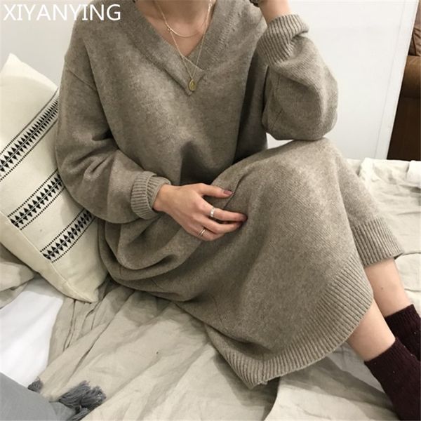 women long sweater pullover thick loose large size women's v-neck knit dress sweater ladies sweaters winter long coat knit, White;black
women long sweater pullover thick loose large size women's v-neck knit dress sweater ladies sweaters winter long coat knit, White;black