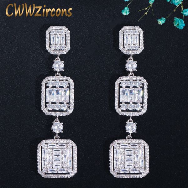 cwwzircons very shiny square white cubic zirconia z silver long dangle drop engagement party earring jewelry for women cz710, Golden;silver
cwwzircons very shiny square white cubic zirconia z silver long dangle drop engagement party earring jewelry for women cz710, Golden;silver