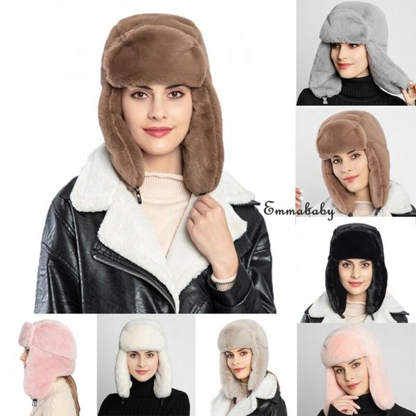 

womens earcuff hats winter warm earmuffs thicken ear-flapped hat female faux fur bomber hats fashion new 7 colors, Blue;gray