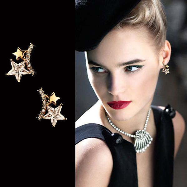 super glittering ins fashion designer luxury diamond zircon sweet cute stars stud earrings for woman girls, Golden;silver
super glittering ins fashion designer luxury diamond zircon sweet cute stars stud earrings for woman girls, Golden;silver
