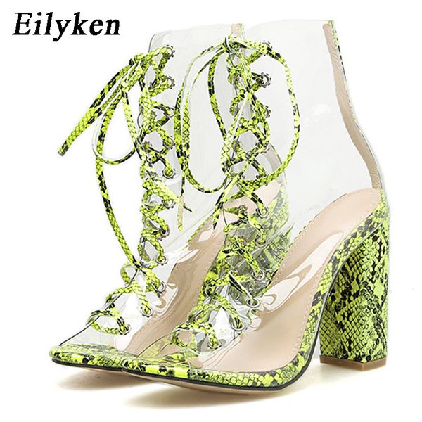 eilyken 2019 new fashion autumn green serpentine women boots pvc transparent high heels cross tied peep toe boots, Black
eilyken 2019 new fashion autumn green serpentine women boots pvc transparent high heels cross tied peep toe boots, Black