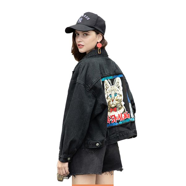 denim jacket female spring autumn 2020 new long-sleeved lapel single-breasted loose casual cartoon pattern comfortable jacket n6, Black;brown
denim jacket female spring autumn 2020 new long-sleeved lapel single-breasted loose casual cartoon pattern comfortable jacket n6, Black;brown