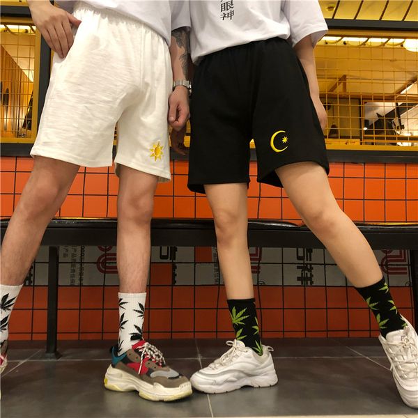 women's shorts harajuku women funny embroidery sun moon summer wild loose casual short pants for female couple, White;black
women's shorts harajuku women funny embroidery sun moon summer wild loose casual short pants for female couple, White;black