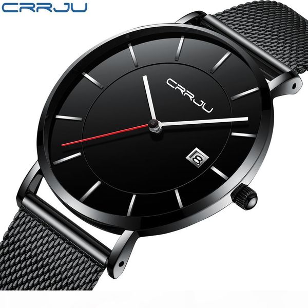 crrju new arrival silm men sports watches business waterproof simple gift wristwatches male relogio masculino men black clock, Slivery;brown