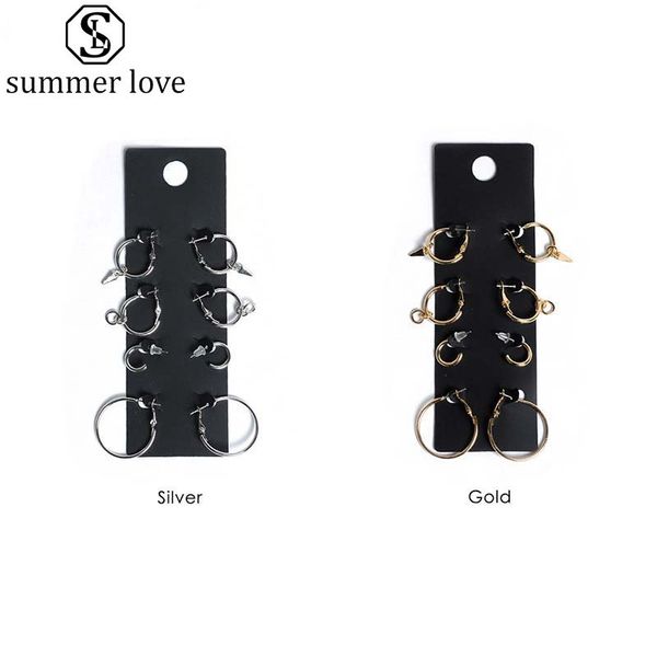 4pair set hoop earring for women girls fashion silver gold plating punk minimalist round jewelry set with gift black card
4pair set hoop earring for women girls fashion silver gold plating punk minimalist round jewelry set with gift black card