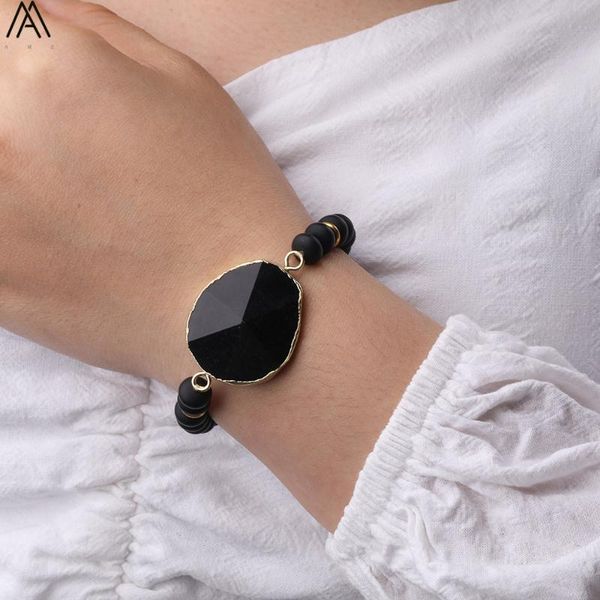 natural black agates slab charms round stone beads knot braided elastic bracelet women handmade statement bracelet n0555amba.e, Golden;silver
natural black agates slab charms round stone beads knot braided elastic bracelet women handmade statement bracelet n0555amba.e, Golden;silver