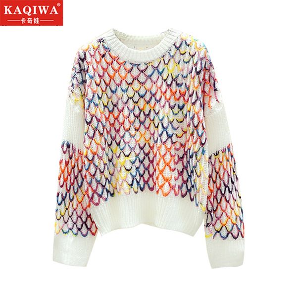 women's color plaid mesh round neck knitted pullover in autumn and winter trend versatile pullover loose and lazy design sweater, White;black
women's color plaid mesh round neck knitted pullover in autumn and winter trend versatile pullover loose and lazy design sweater, White;black