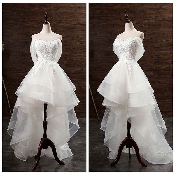 chic strapless white organza high low wedding dresses lace appliques beach wedding dresses with shawl asymmetrical wedding dresses
chic strapless white organza high low wedding dresses lace appliques beach wedding dresses with shawl asymmetrical wedding dresses