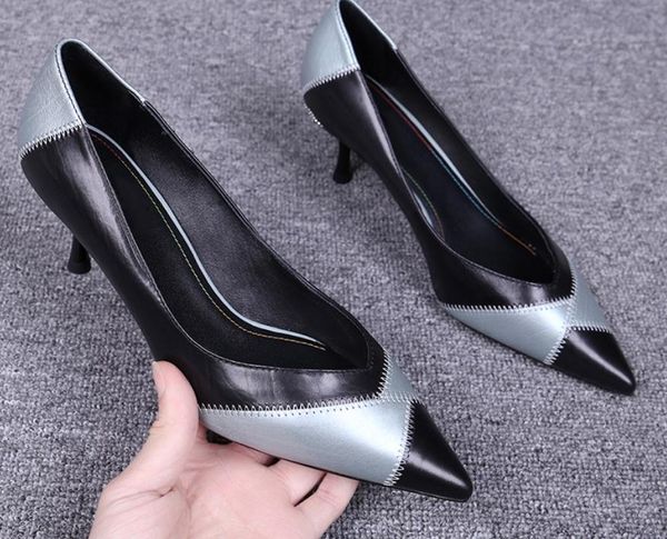 2019 women's shoes in spring and autumn with new style high heel fine heel pointed end blue patchwork#2812, Black
2019 women's shoes in spring and autumn with new style high heel fine heel pointed end blue patchwork#2812, Black