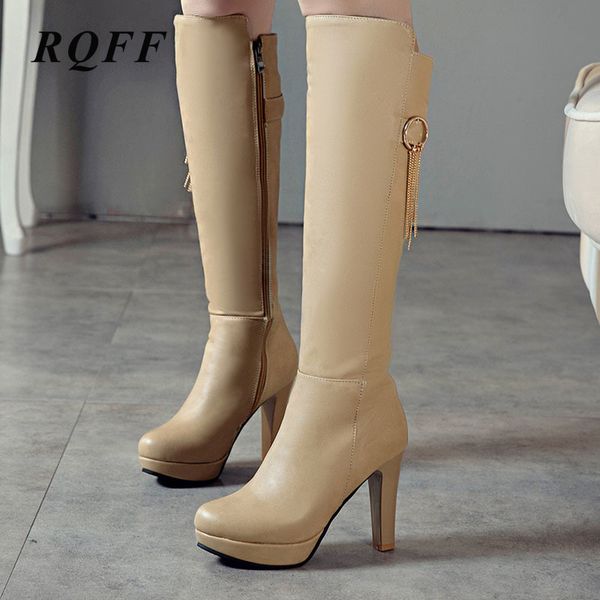 big size 43 2019 autumn winter knee-high boots women pu leather round toe fashion platform boot super high heel shoes women, Black
big size 43 2019 autumn winter knee-high boots women pu leather round toe fashion platform boot super high heel shoes women, Black