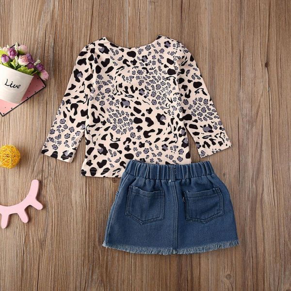 1-5y toddler baby kid girls clothes sets long sleeve leopard t-shirts+ripped denim skirt outfits summer, White
1-5y toddler baby kid girls clothes sets long sleeve leopard t-shirts+ripped denim skirt outfits summer, White