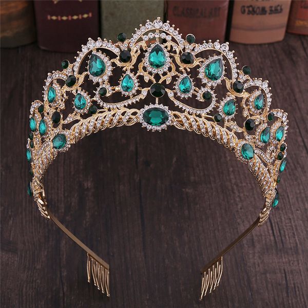 bridal headband fashion green crystal wedding crown for queen tiaras headdress prom pageant wedding hair jewelry, Golden;white
bridal headband fashion green crystal wedding crown for queen tiaras headdress prom pageant wedding hair jewelry, Golden;white