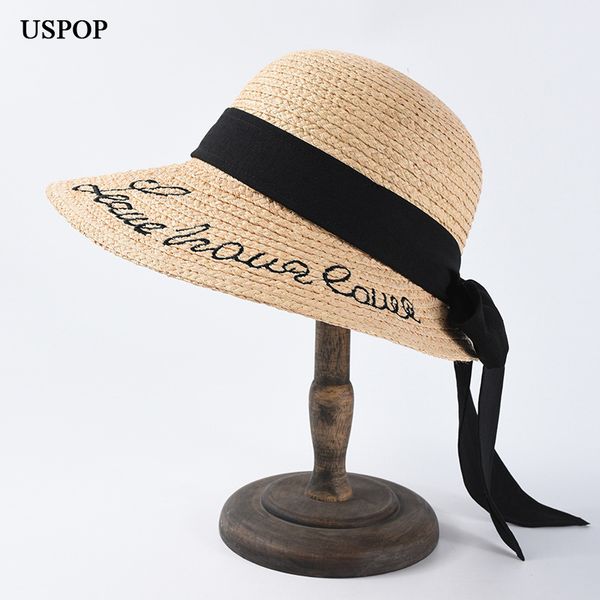 uspop 2019 new raffia hats fashion letter embroidery sun hat all-matched wide brim summer hats bow natural straw beach hat, Blue;gray
uspop 2019 new raffia hats fashion letter embroidery sun hat all-matched wide brim summer hats bow natural straw beach hat, Blue;gray